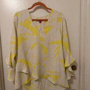 EUC Yellow Vince Camuto layered top size L